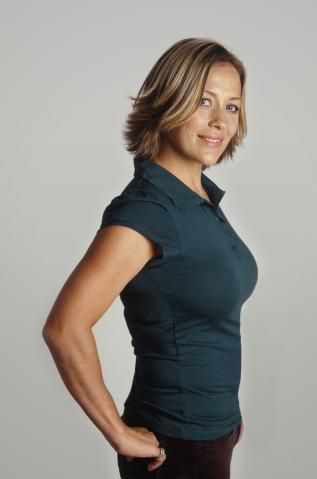 Sarah Beeny fitted dark shirt body