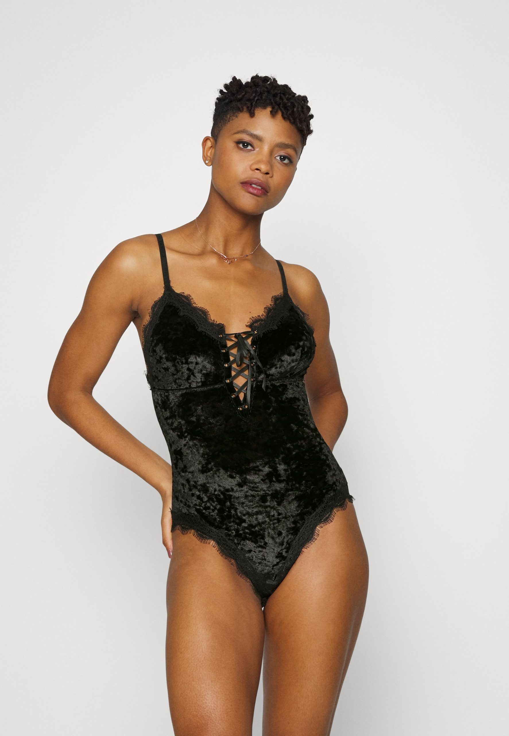 Chiara Ferragni Black Lace Bodysuit