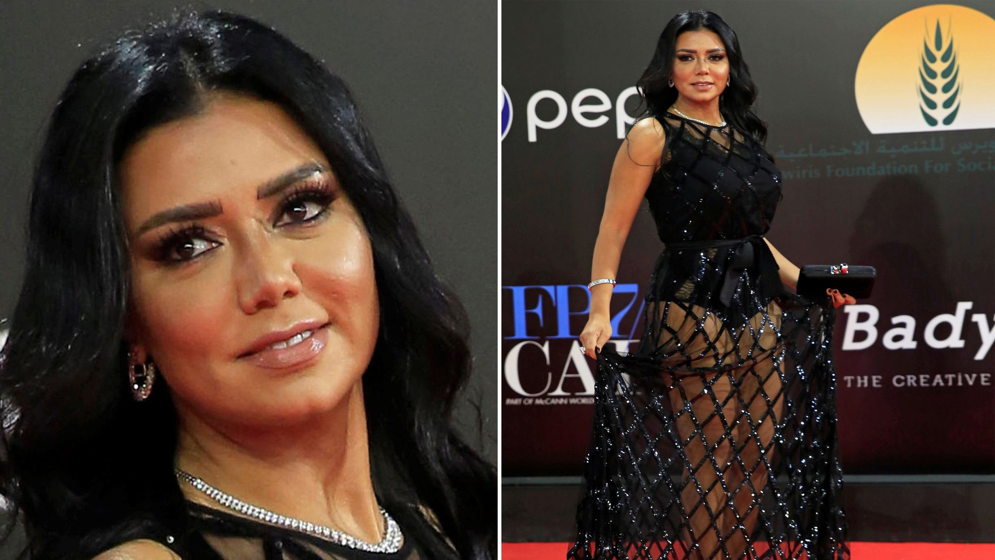 Rania Youssef Sheer Black Dress Body